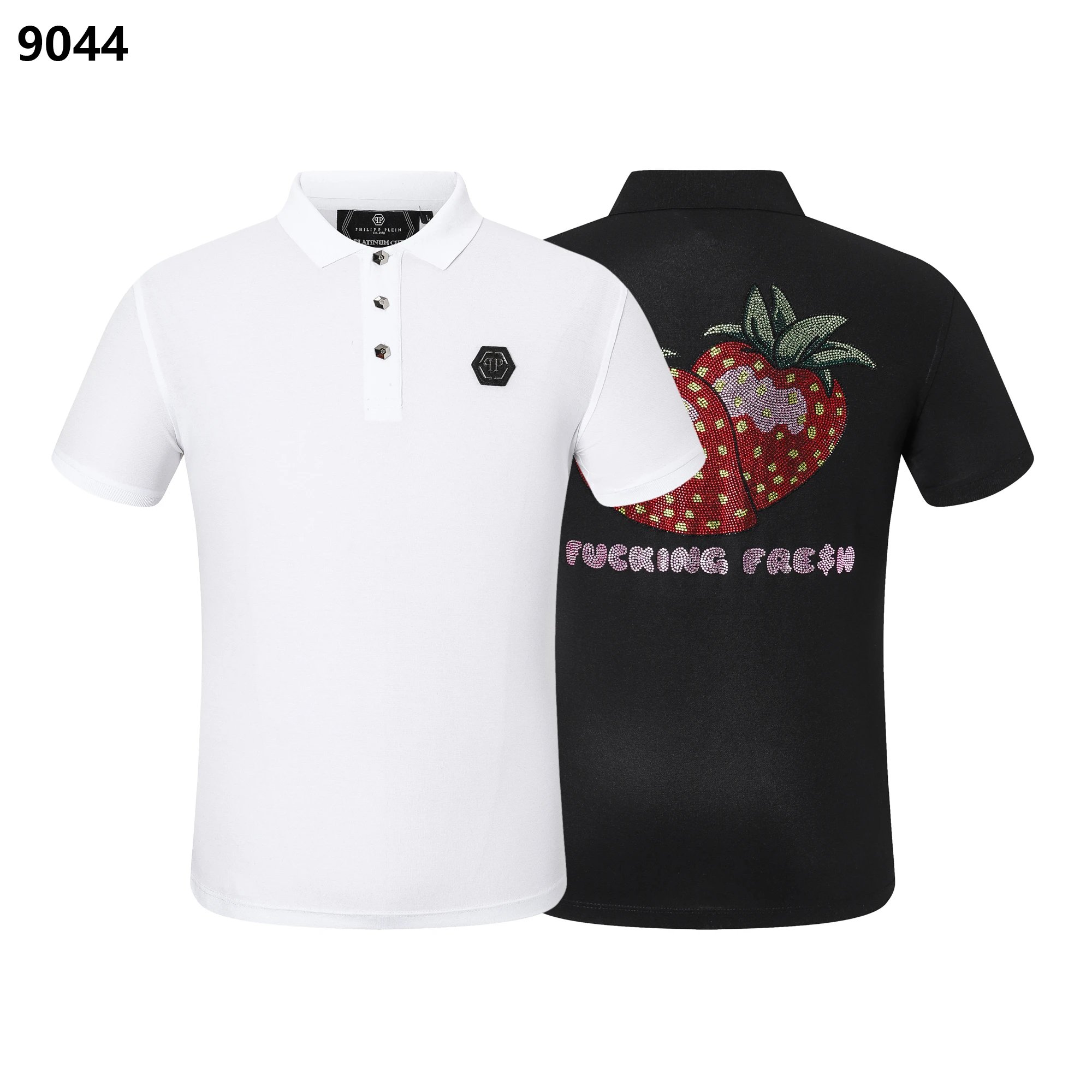 Philipp Plein Fucking Fresh Strawberry Crystal Polo White Black
