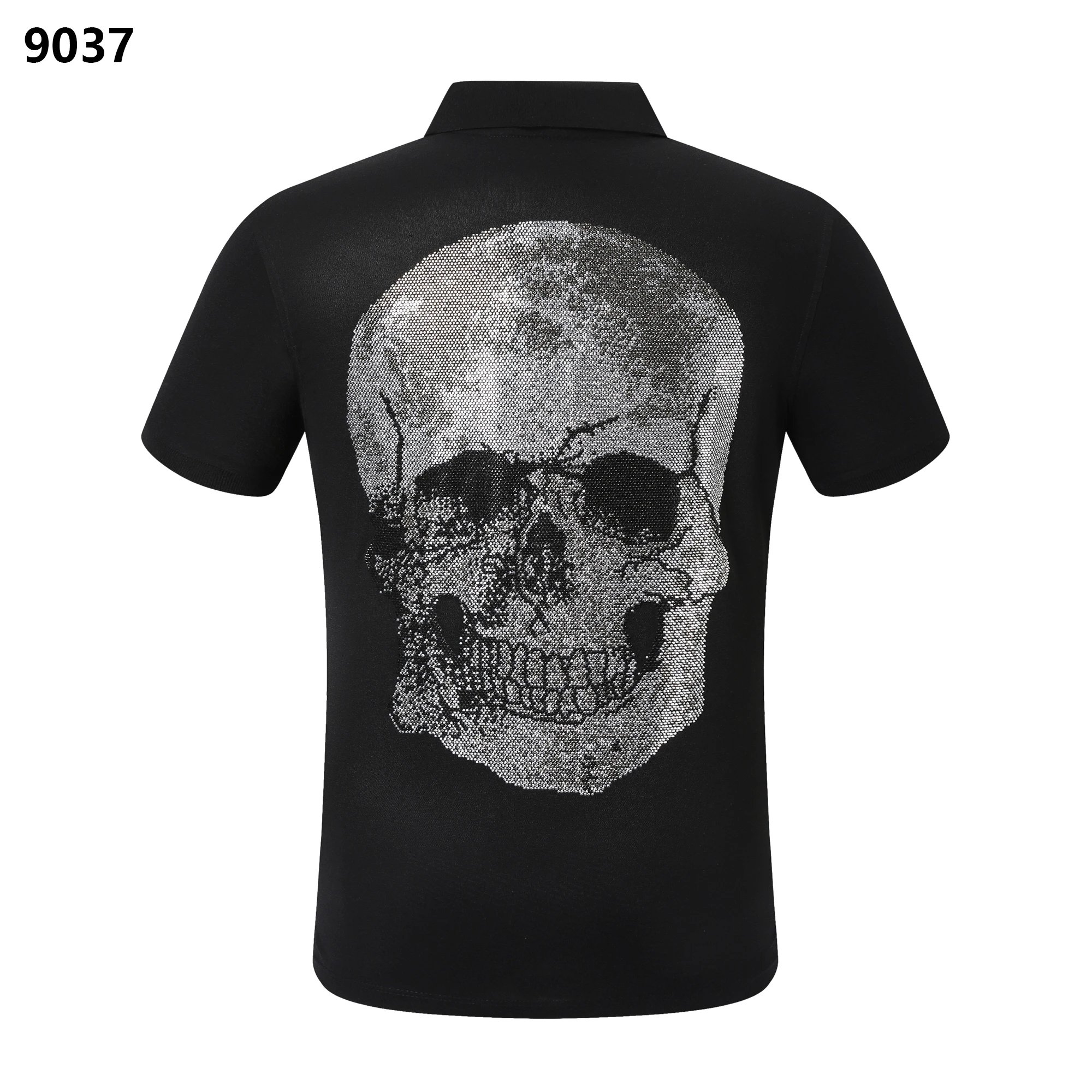 Philipp Plein Realistic Skull Crystal Back Polo Black