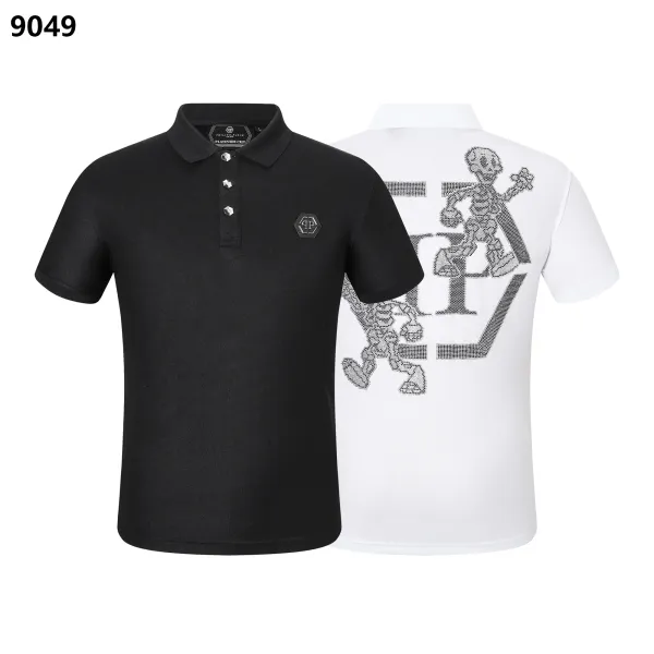Philipp Plein Platinum Cut Skull Embroidered Polo Black and White - 5