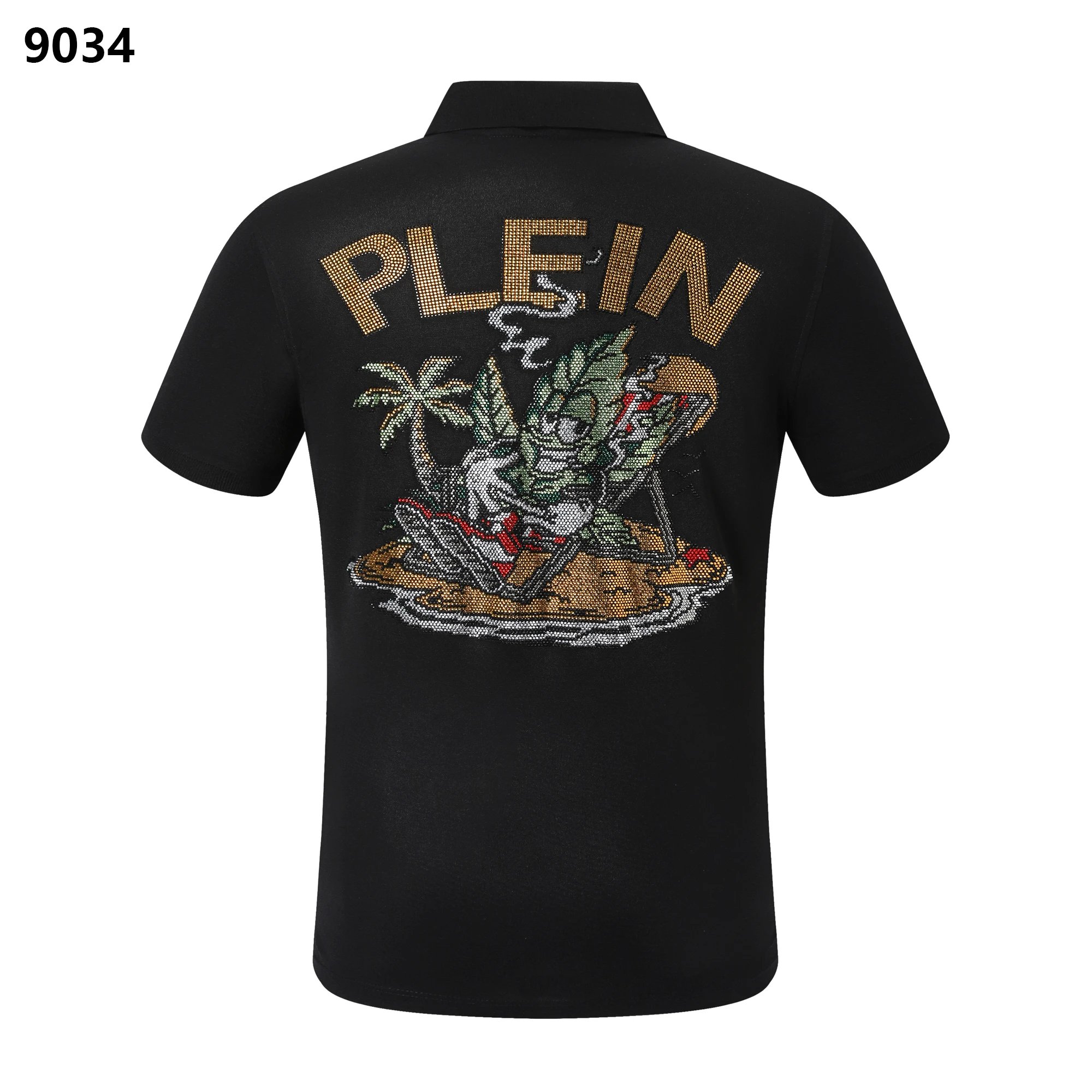 Philipp Plein Island Skeleton Crystal Polo Black