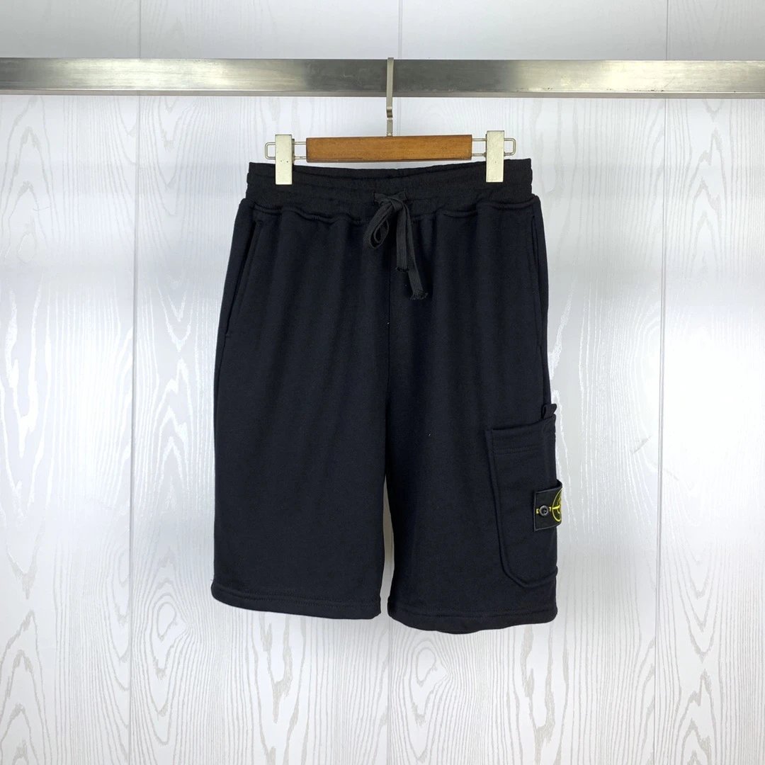 Stone Island Compass Badge Fleece Shorts Black