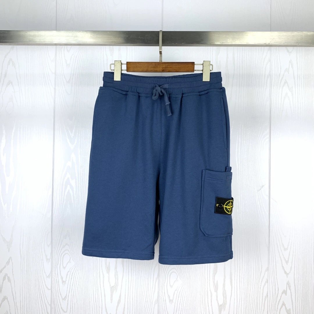 Stone Island Compass Badge Fleece Shorts Blue