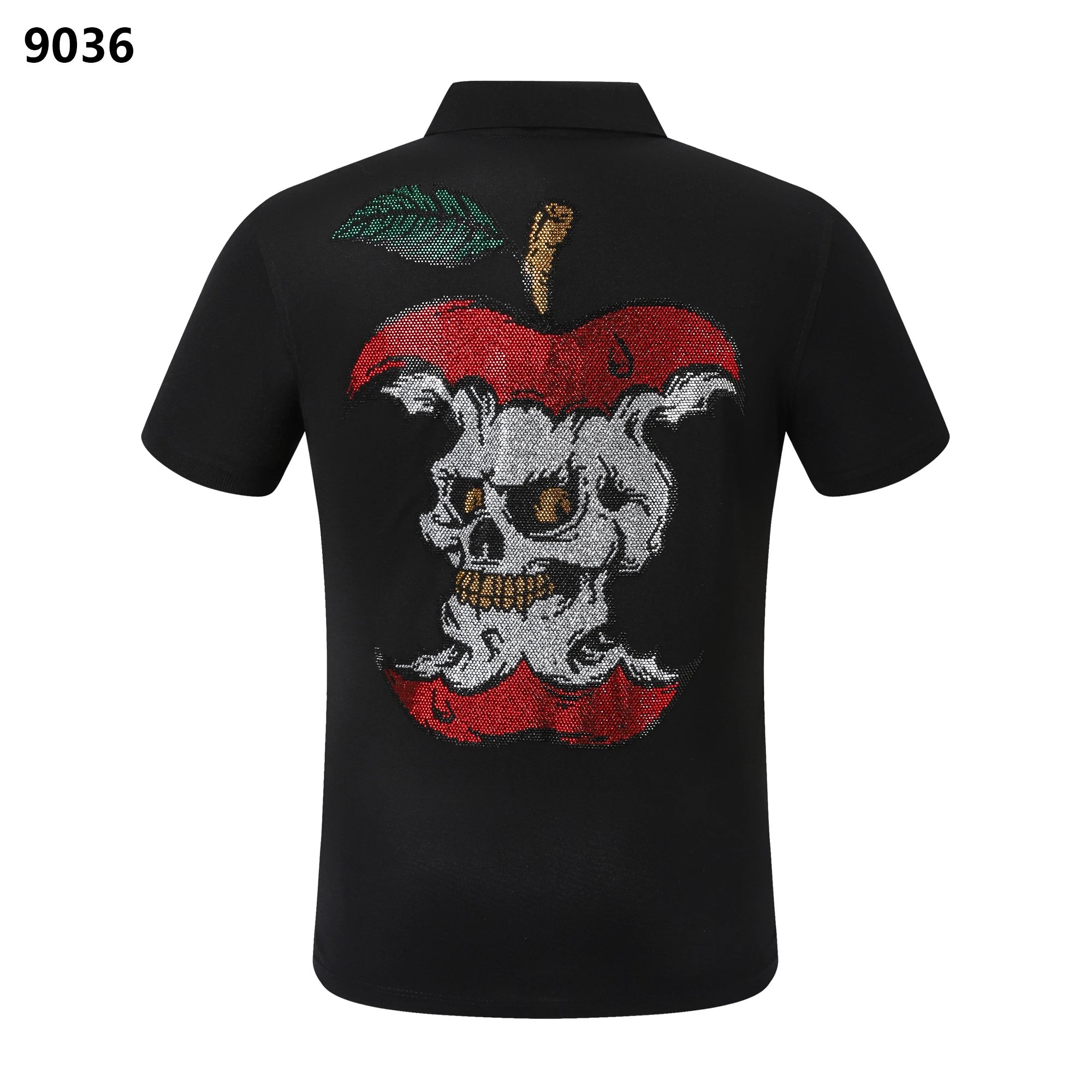 Philipp Plein Skull Apple Crystal Back Polo Black