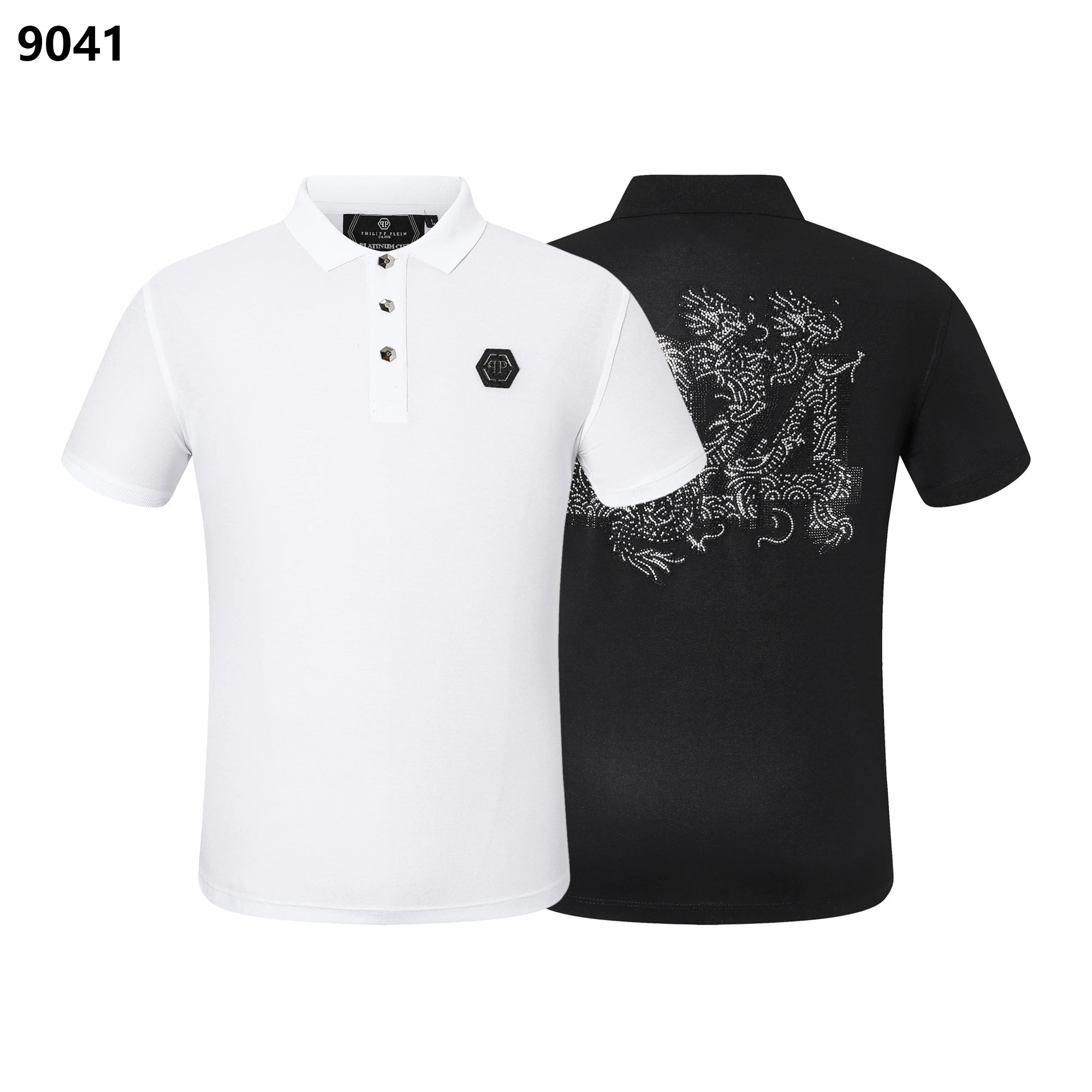 Philipp Plein Dragon Crystal Back Polo White Black
