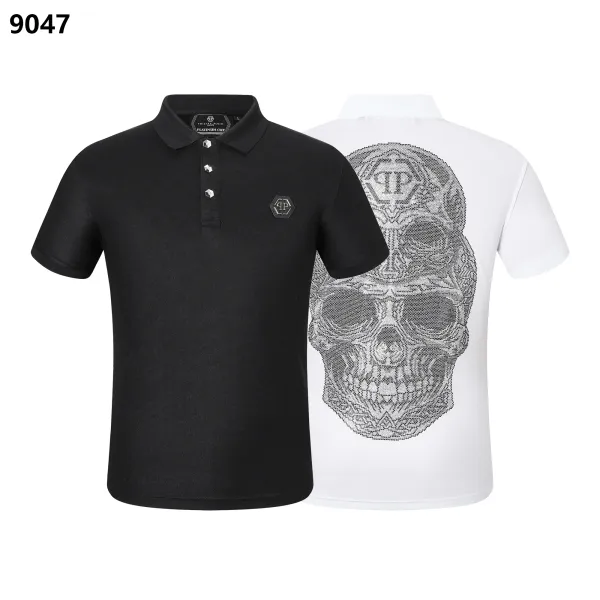 Philipp Plein Platinum Cut Skull Embroidered Polo Black and White - 8