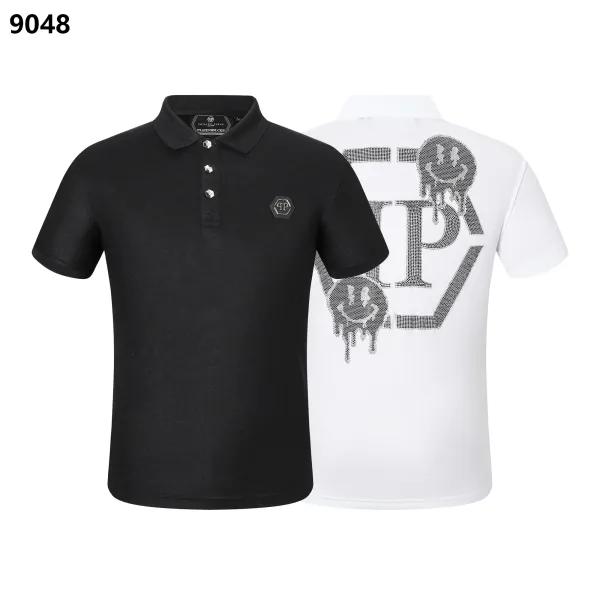 Philipp Plein Platinum Cut Skull Embroidered Polo Black and White - 7