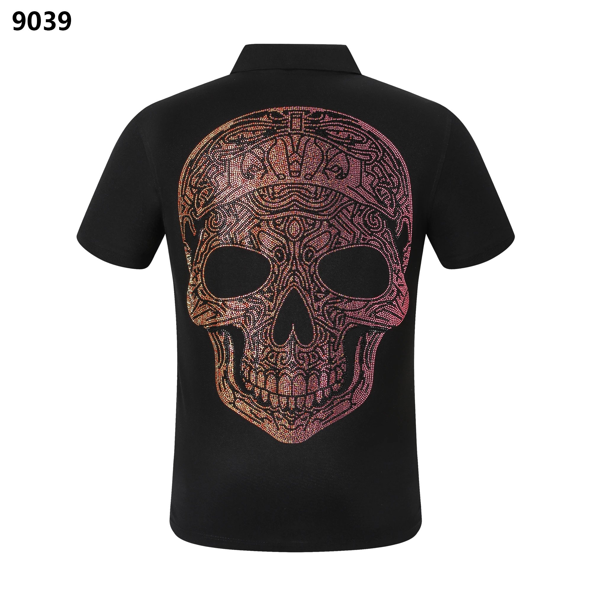 Philipp Plein Baroque Skull Crystal Back Polo Black