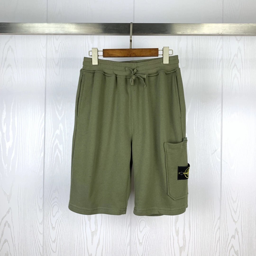 Stone Island Compass Badge Fleece Shorts Olive