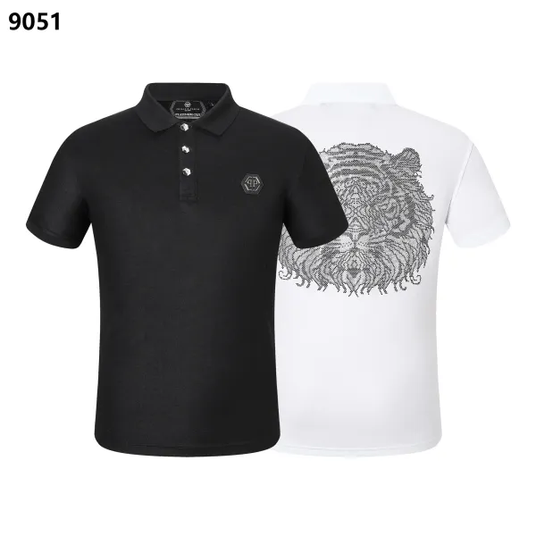 Philipp Plein Platinum Cut Skull Embroidered Polo Black and White - 4