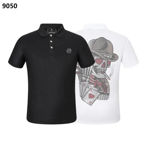 Philipp Plein Platinum Cut Skull Embroidered Polo Black and White - 6