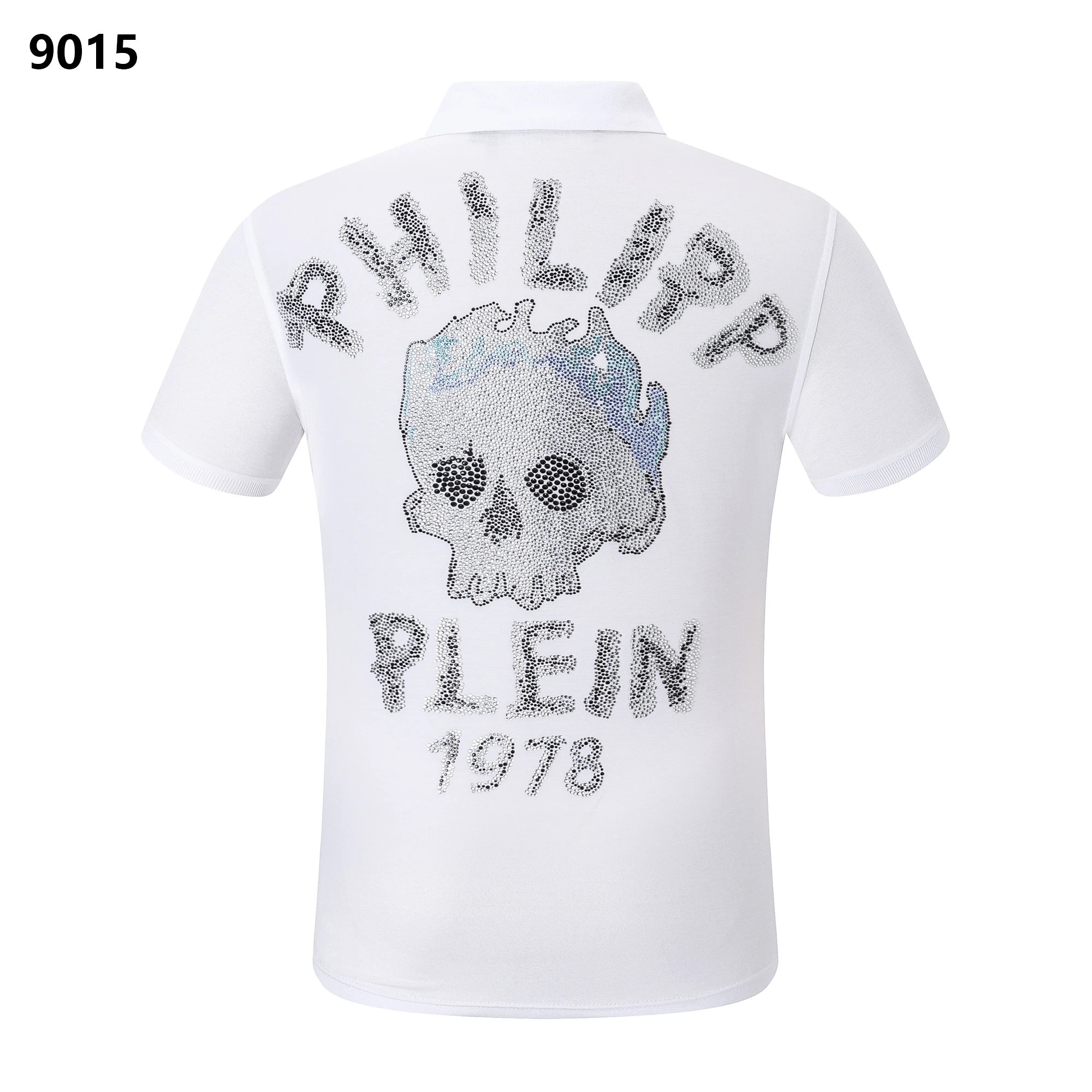 Philipp Plein Skull 1978 Rhinestone Crystal Polo Shirt White