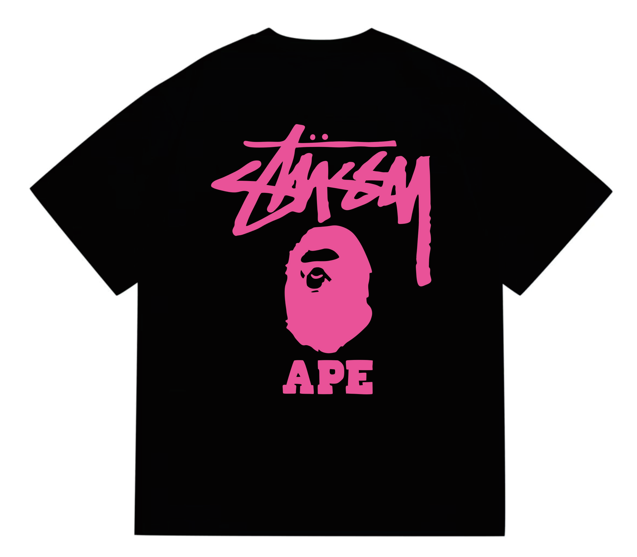 BAPE x Stussy Ape Graphic Tee Black Pink