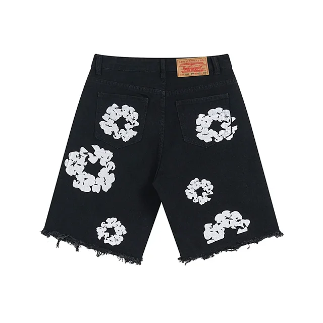 Unbranded Shorts Floral Print Raw-Hem Denim product detail image 7