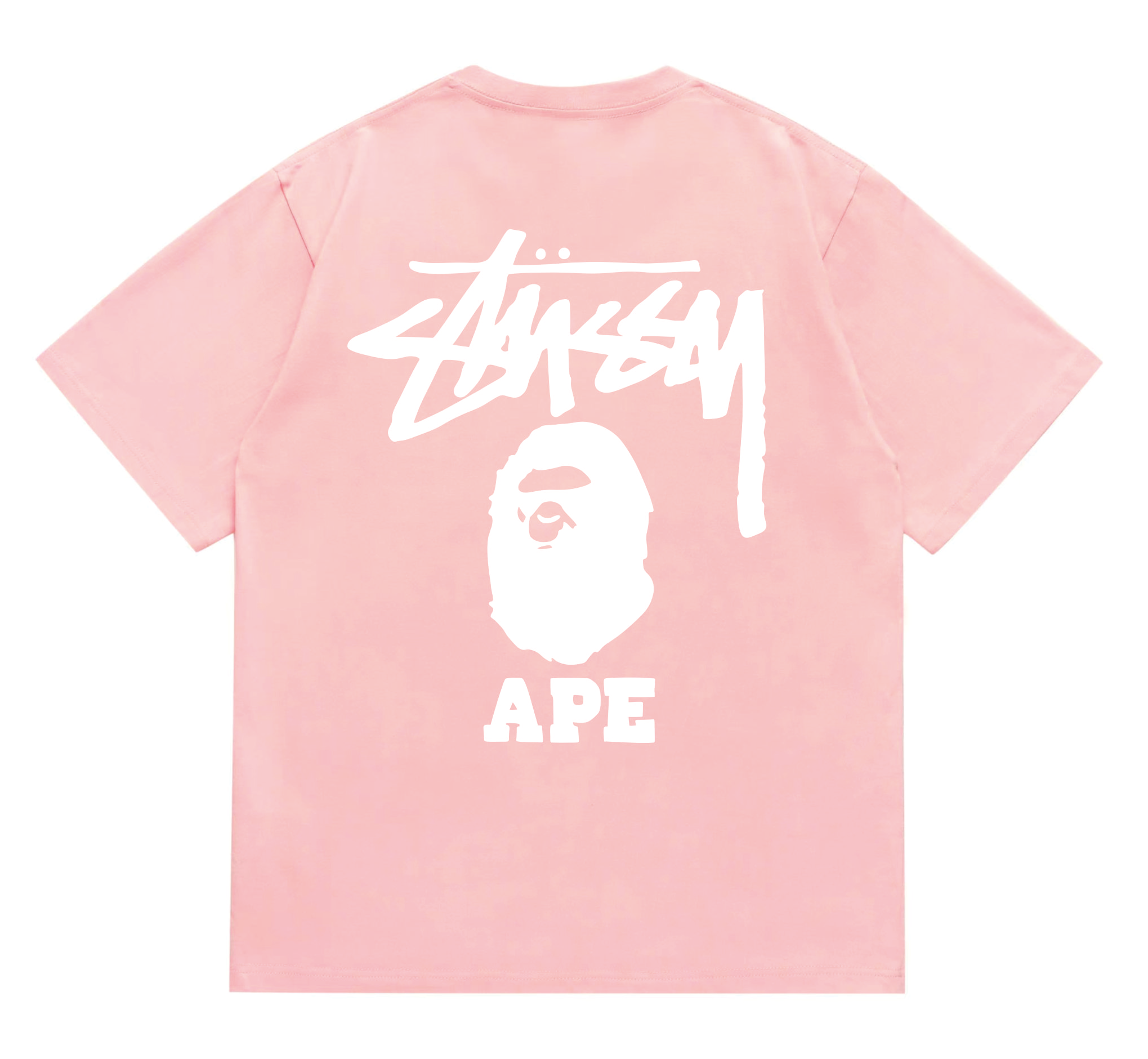 BAPE x Stussy Ape Graphic Tee Pink