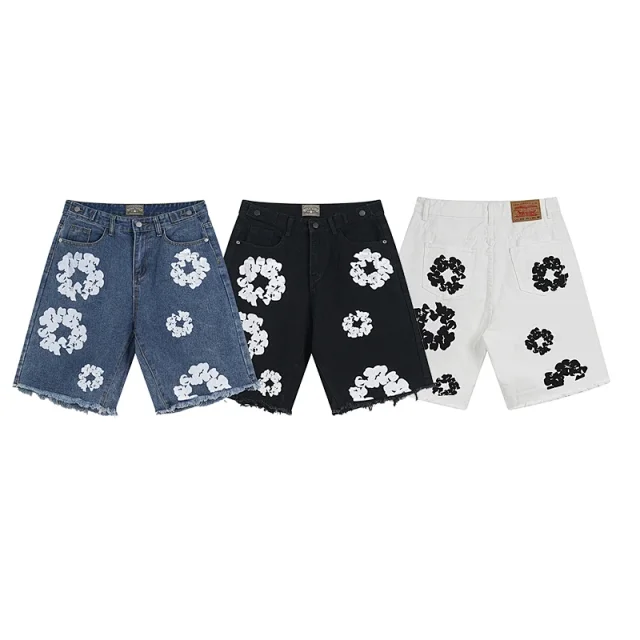 Unbranded Shorts Floral Print Raw-Hem Denim product detail image 2