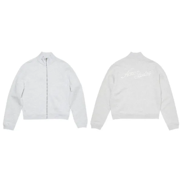 Acne Studios Cropped Zip-Up Jacket Light Gray Outerwear Jacket - 1