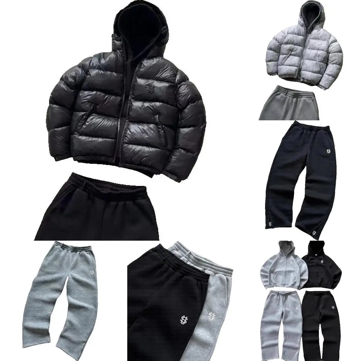 New high-quality small logo embroidered y2k hoodie set 9055