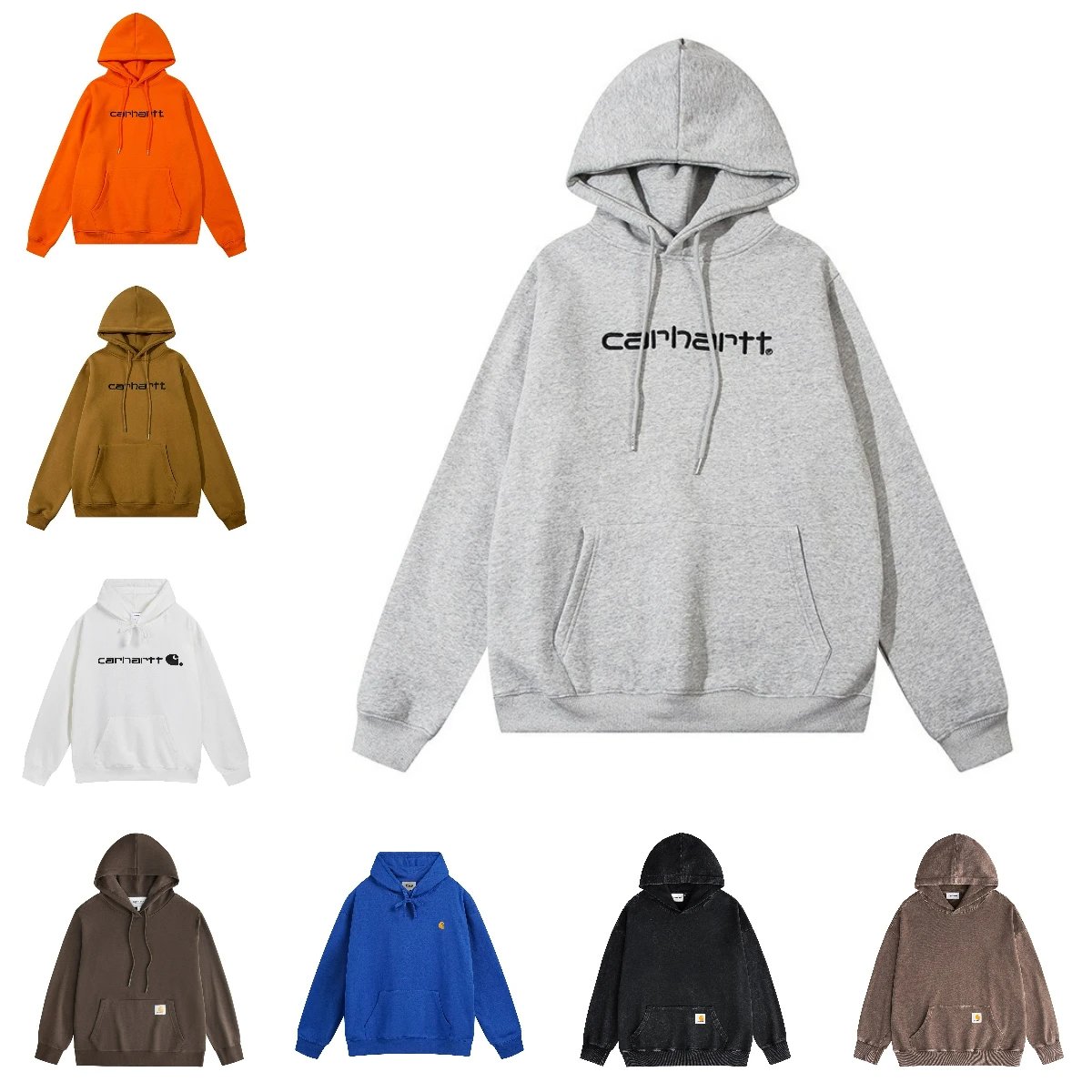 Carhartt Grey Hoodie with Front Pocket
