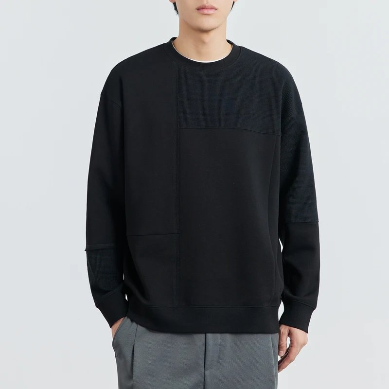 [31]WOOG2005 Waffle stitching round neck men's sweatshirt-WW2202A4273