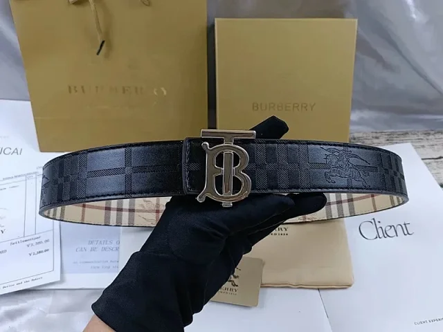 Burberry Belts TB Monogram Buckle Check Belt product detail image 20