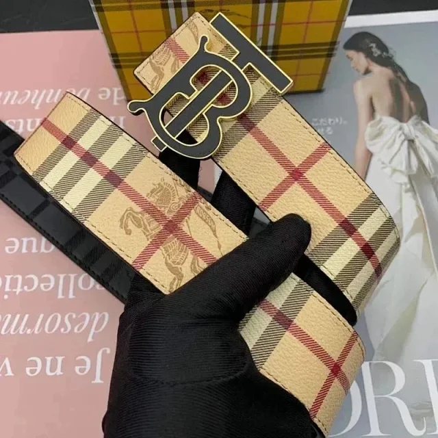 Burberry Belts TB Monogram Buckle Check Belt product detail image 16