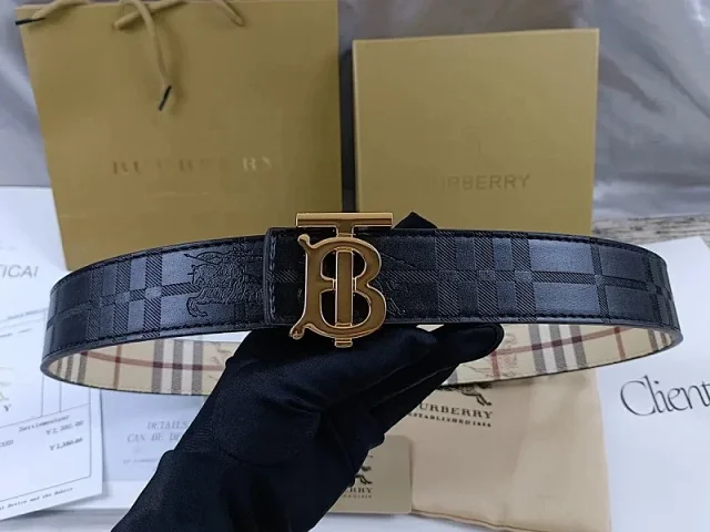 Burberry Belts TB Monogram Buckle Check Belt product detail image 19