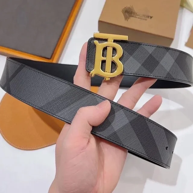 Burberry Belts TB Monogram Buckle Check Belt product detail image 8