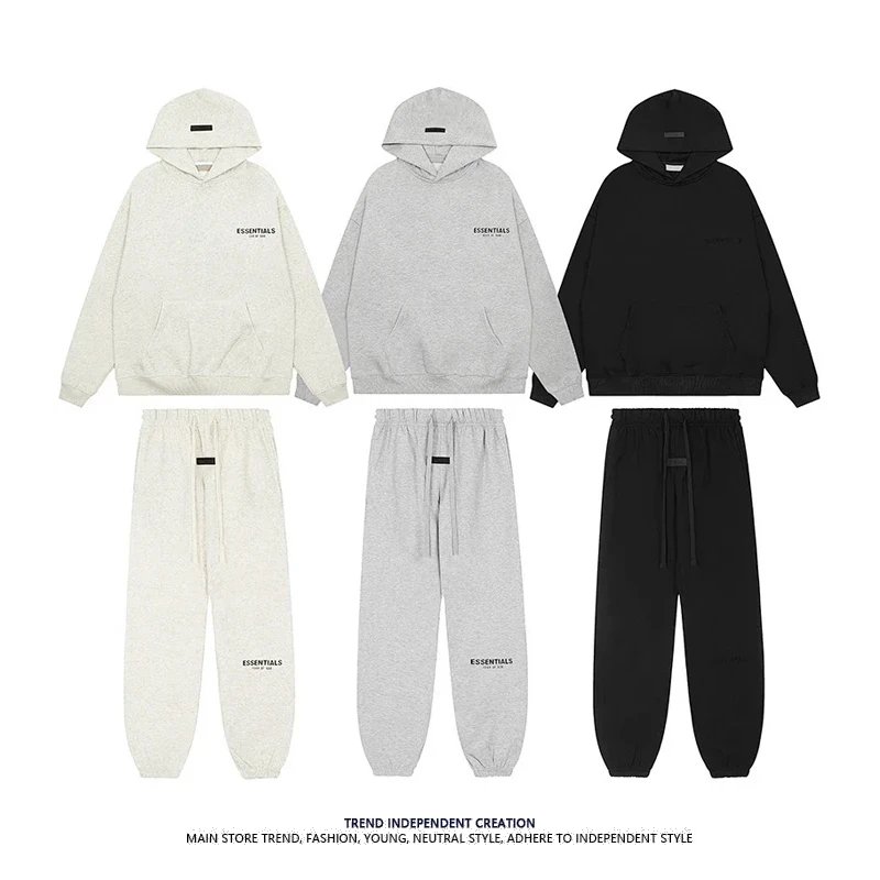 1977SS Hooded Hoodie Black Letter Plush FOG Double Thread ESSENTIALS Hot Sale