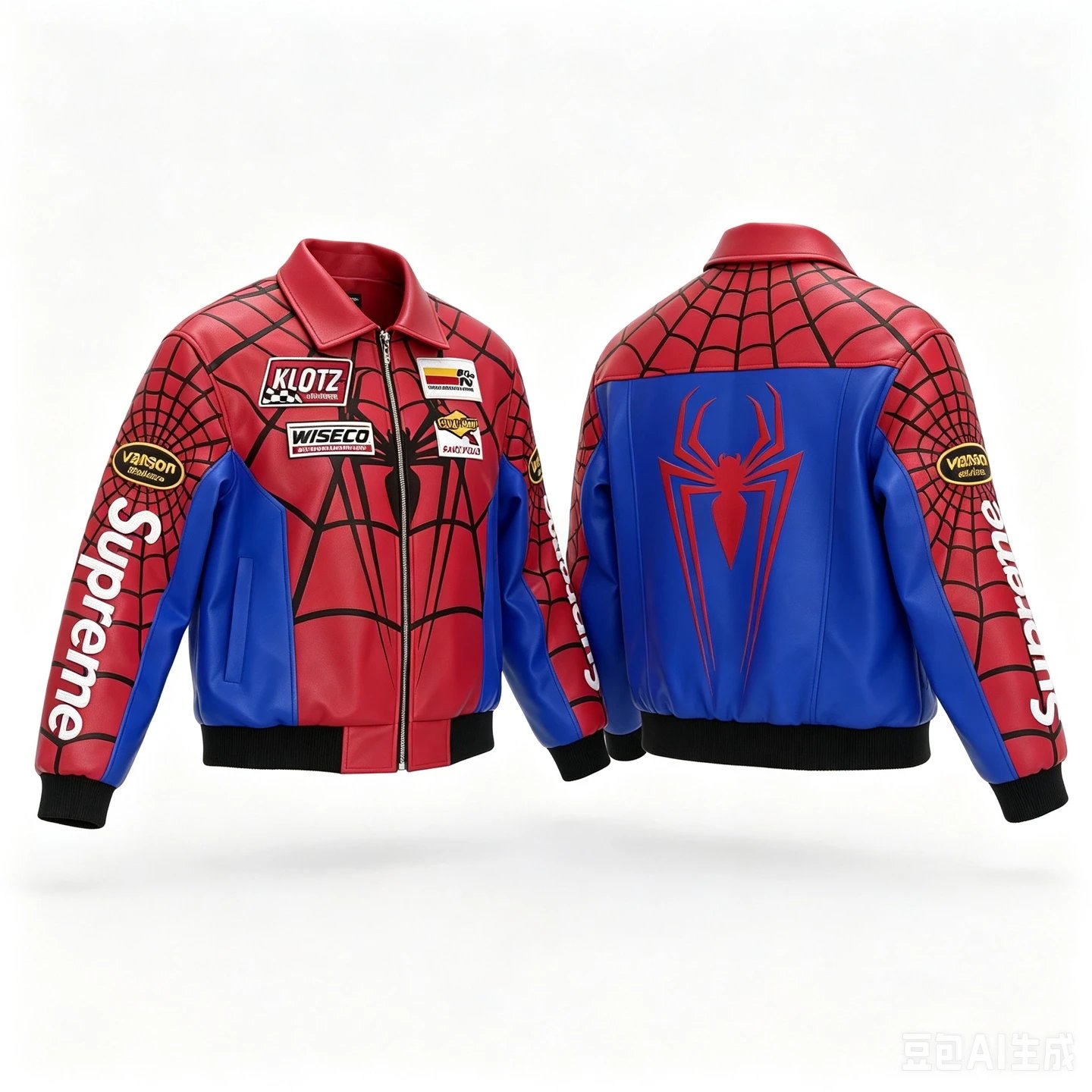 66062816 xiuyu Supreme Same Style Spider Man with Cotton Leather Coat