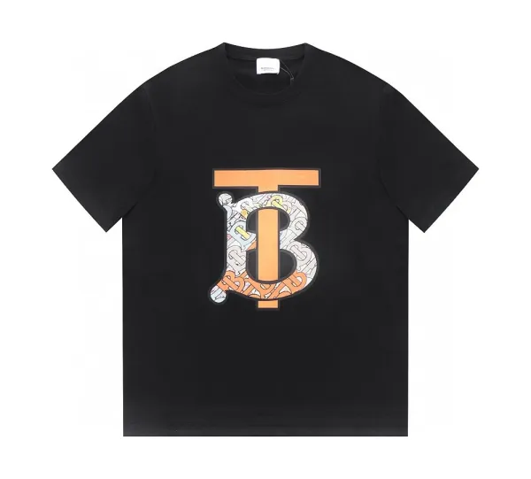 Burberry Logo Print T-Shirt Black with Vintage Check Sleeves - 17