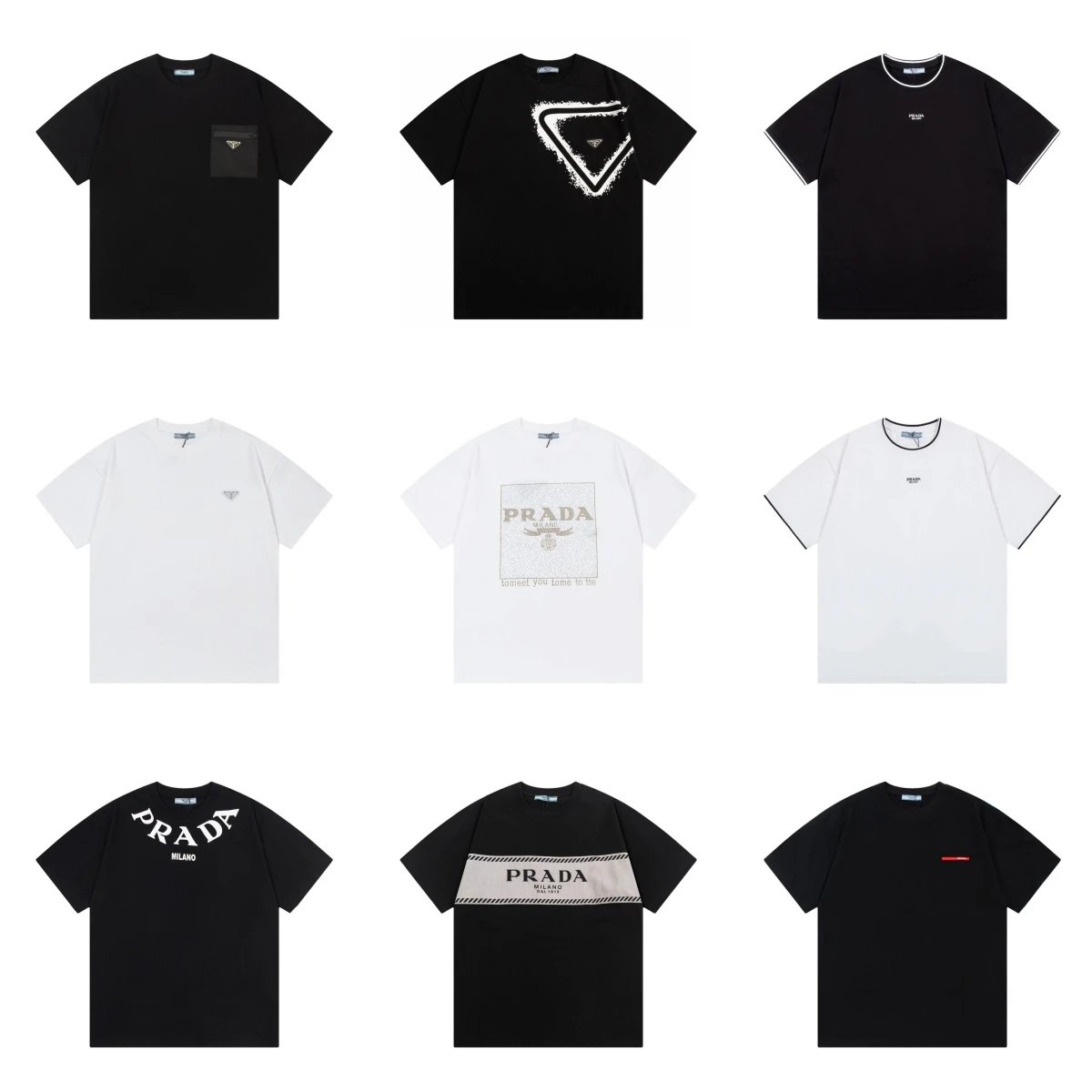 Prada T-Shirts Collection - Black & White Graphic Tees