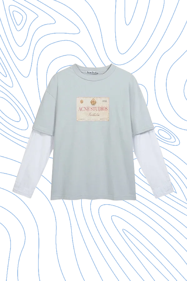 Acne distressed frayed monogrammed fake two piece t-shirt #12