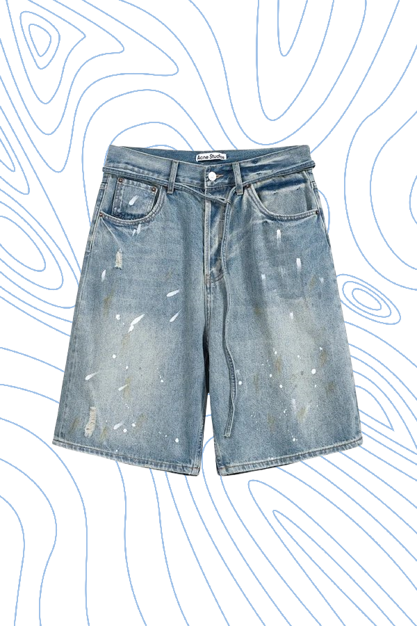 Acne Aged Hand Painted Denim Shorts #12