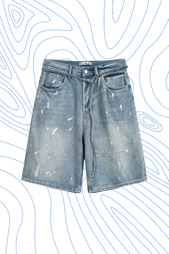 Acne Aged Hand Painted Denim Shorts #12
