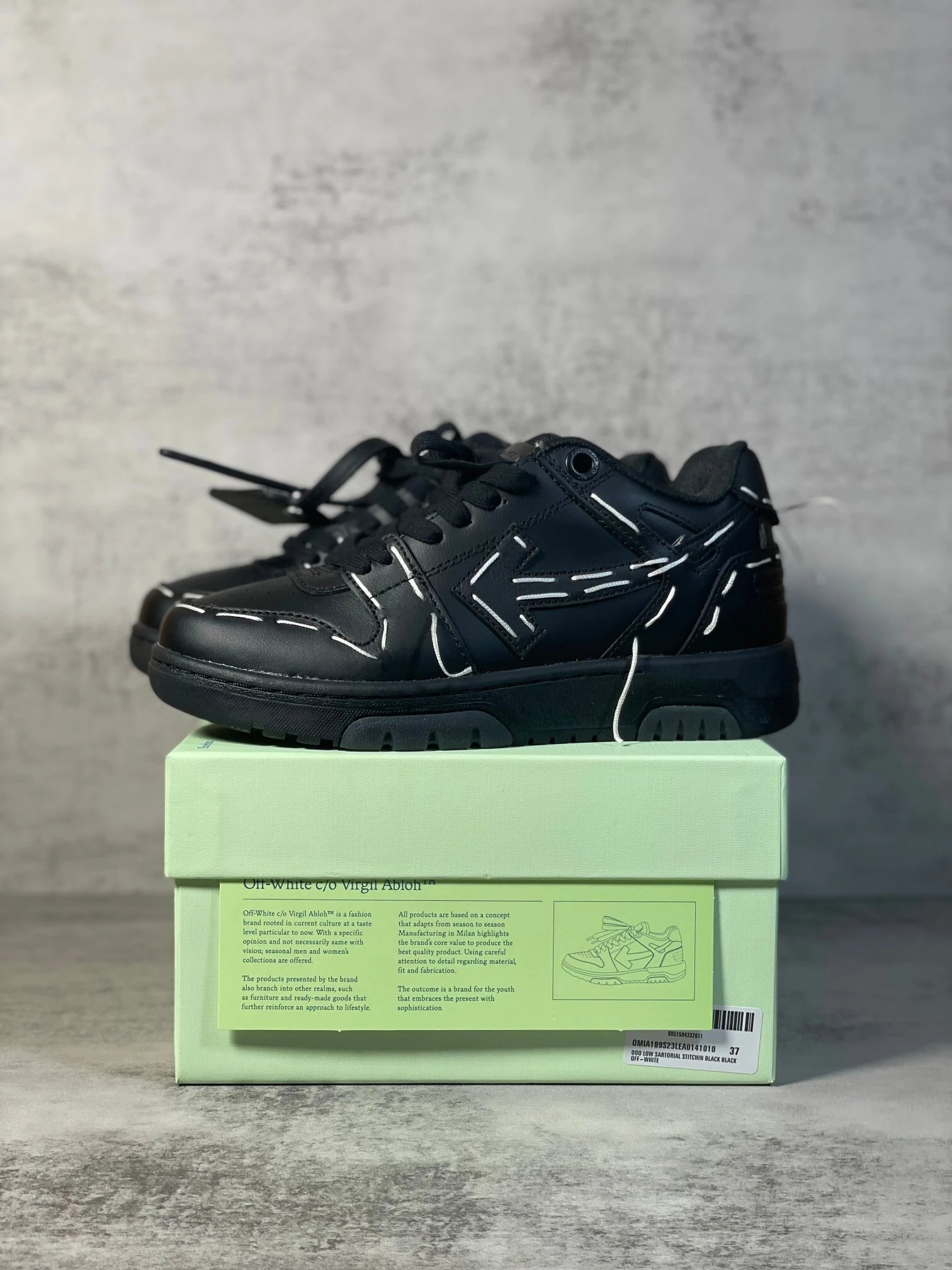 Off-White Out Of Office Low Sartorial Stitching Black OMIA189S23LEA0141010