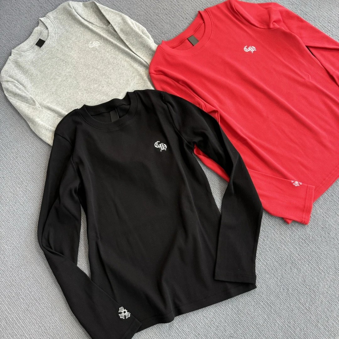 Chrome Waffle Knit Embroidered Fitted Long Sleeve Base Layer