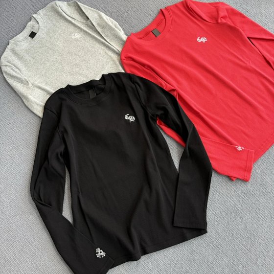 Chrome Waffle Knit Embroidered Fitted Long Sleeve Base Layer