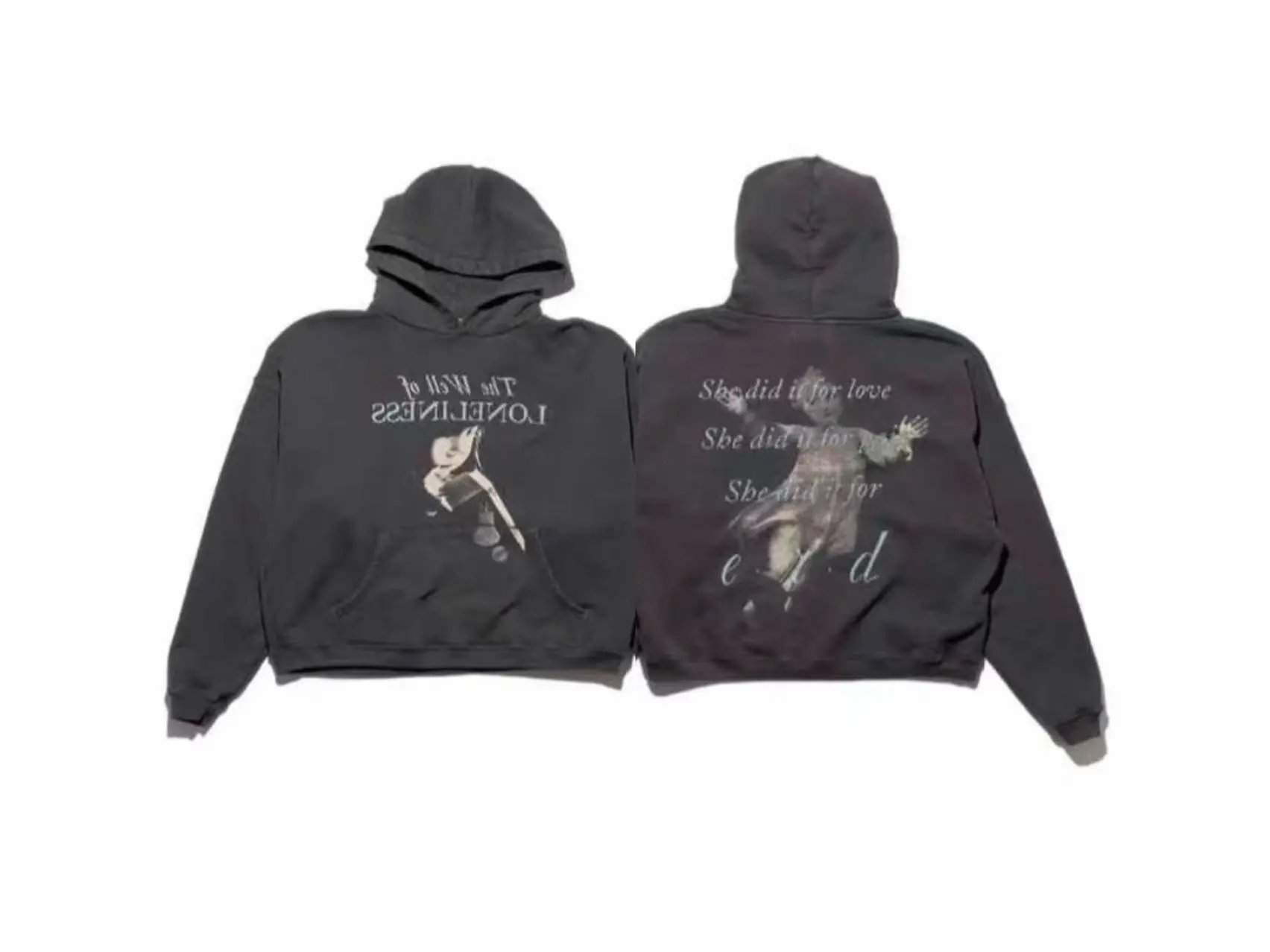 ERD "Lonely Happiness" Distressed Wash Hoodie #25