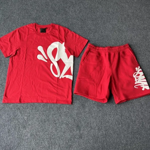 Off-White Graffiti Print Gray T-Shirt and Shorts Set - 15