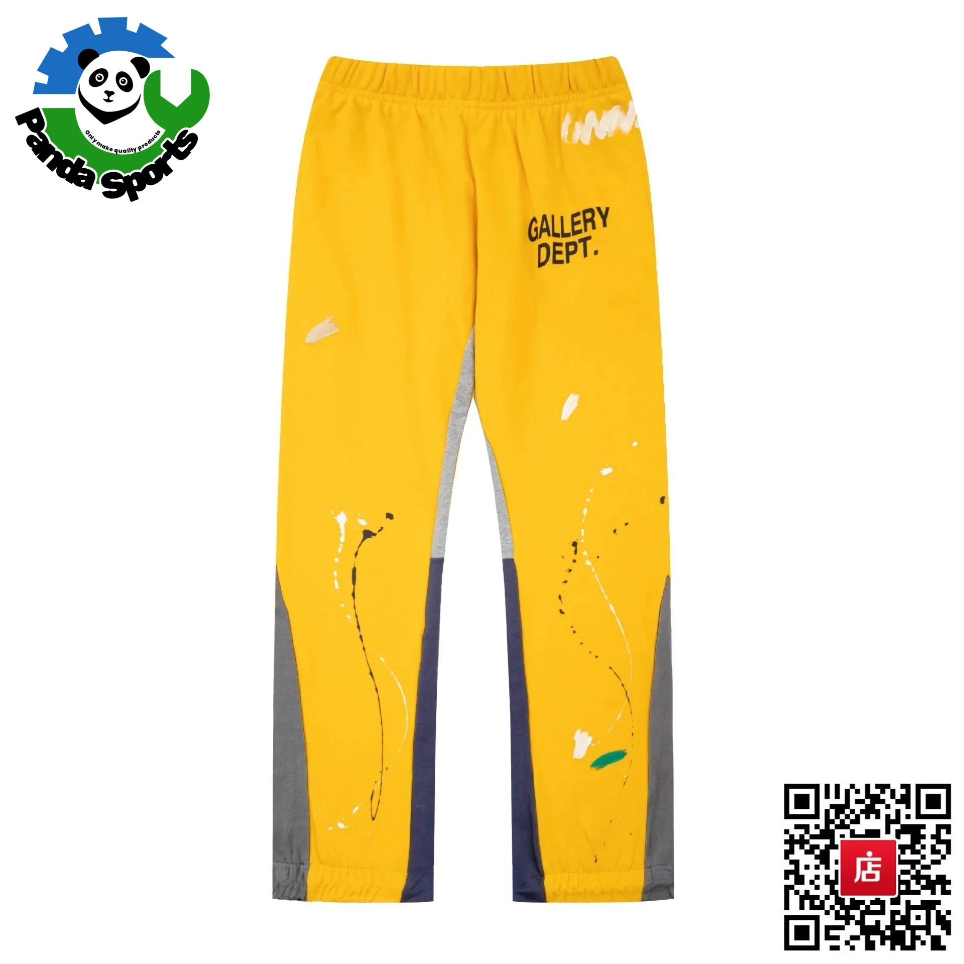 Panda Sports Panda Sports Yellow & Grey Paint Splatter Track Pants Yellow