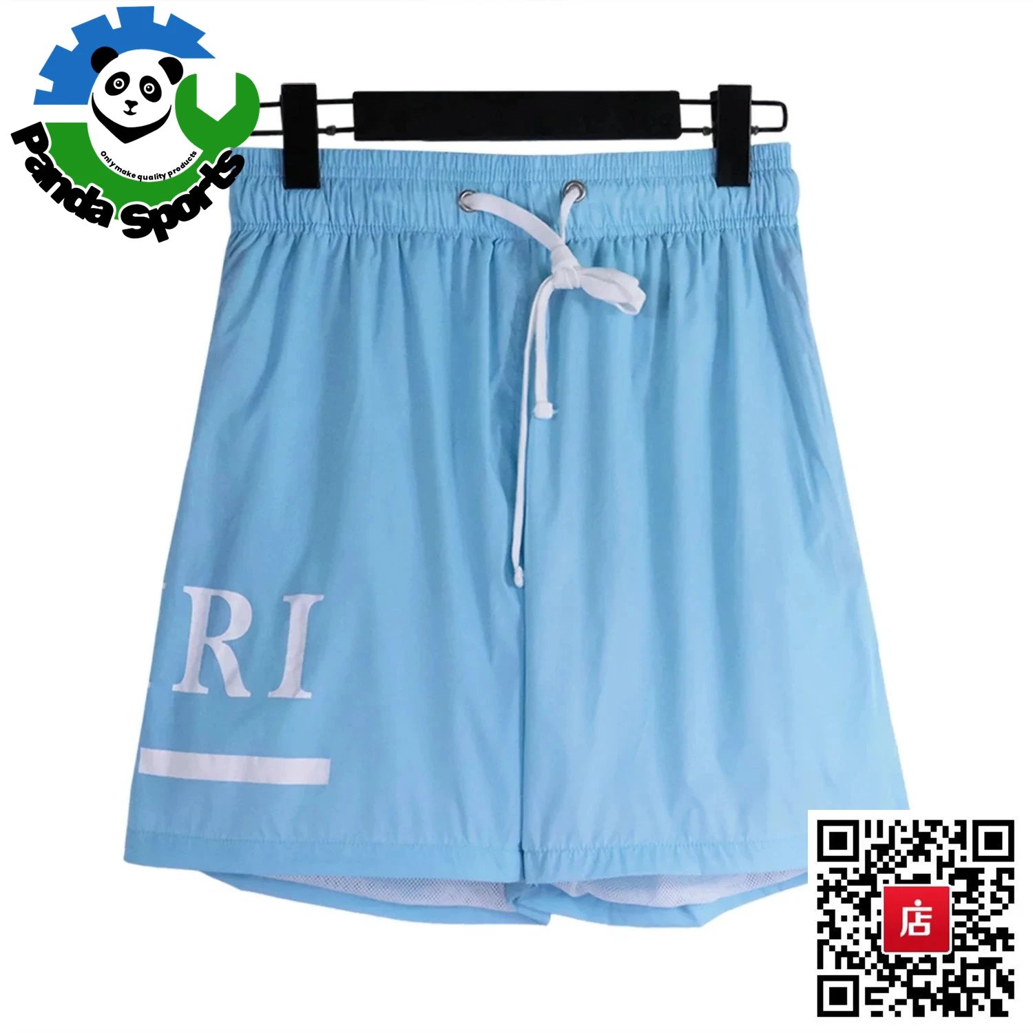 AMI Paris Logo Print Black Nylon Shorts - 16