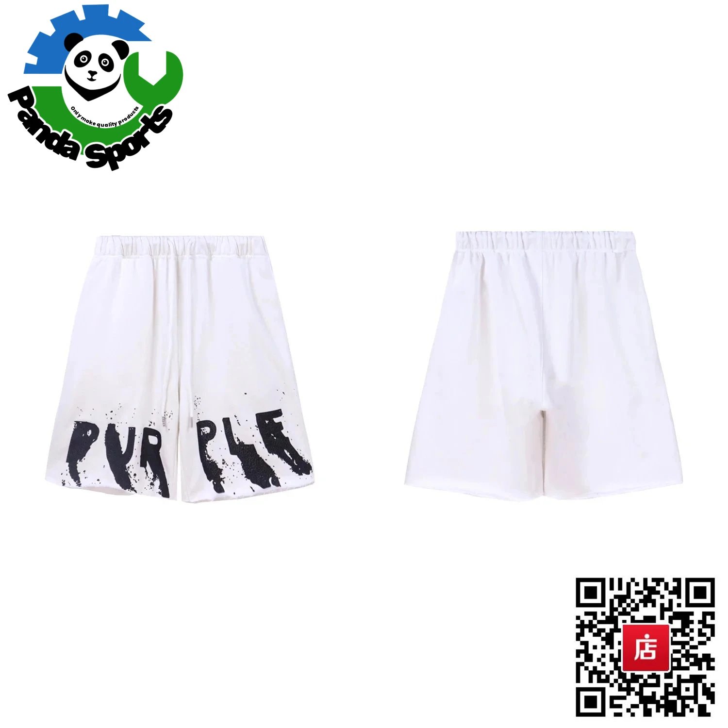 Panda Sports Panda Sports White 'Purple' Graphic Shorts White