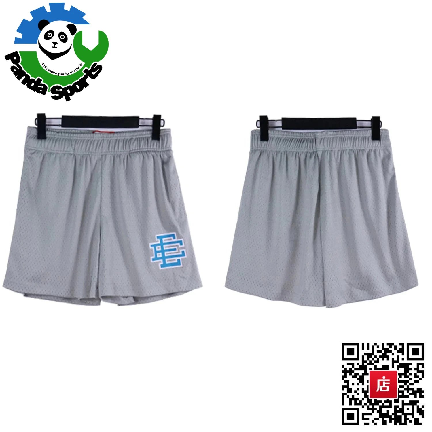 Panda Sports Panda Sports Grey Mesh Shorts with Blue Logo Grey