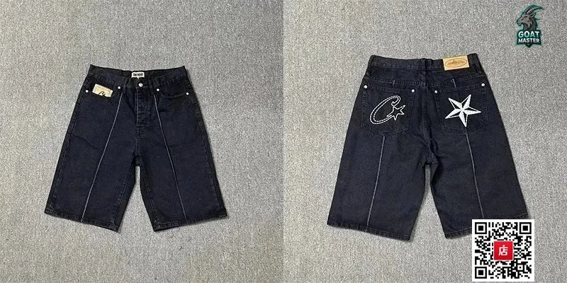 Black denim shorts