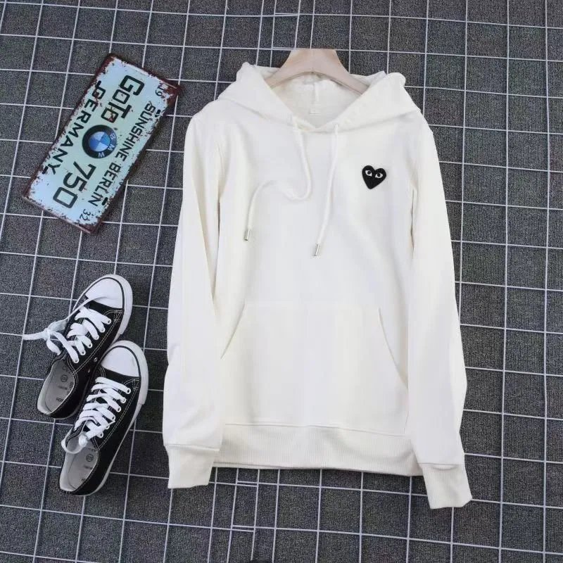 Comme des Garçons Play Comme des Garçons Play White Hoodie with Black Heart Logo White