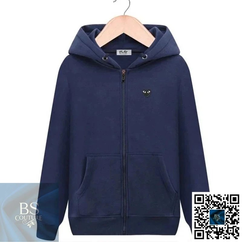 Comme des Garçons Play Comme des Garçons PLAY Navy Blue Zip-Up Hoodie Navy