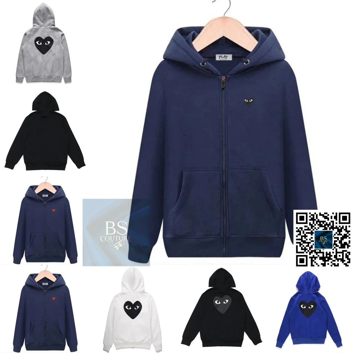 Comme des Garçons PLAY Heart Logo Zip-Up Hoodies