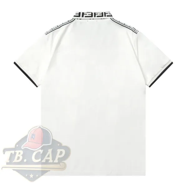 Fendi Ff Logo Collar Polo White Polo Shirt - 3