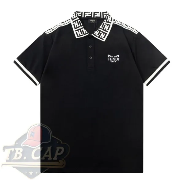 Fendi Ff Logo Collar Polo White Polo Shirt - 2