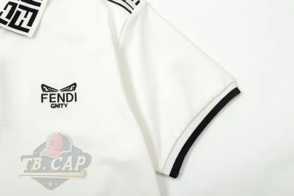 Fendi Ff Logo Collar Polo White Polo Shirt - 8